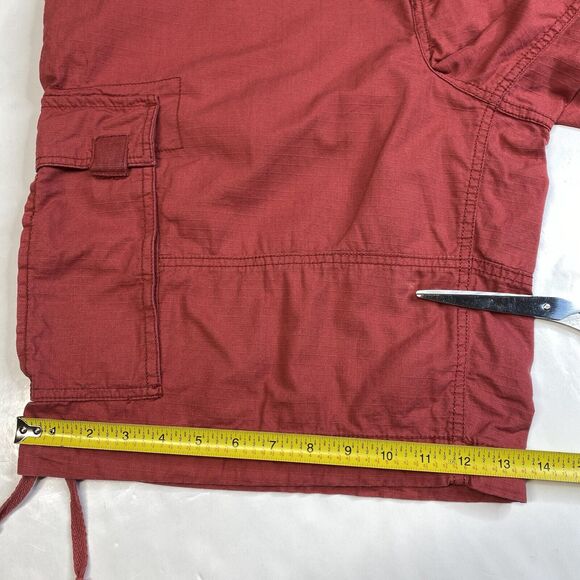 Vintage Ocean Pacific OP Cargo Shorts Mens 40 Red Ripstop Cotton Long Baggy - Picture 7 of 12